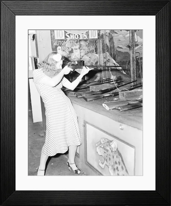 Framed Print : Woman at Shooting Gallery Framed Print : Woman at Shooting Gallery