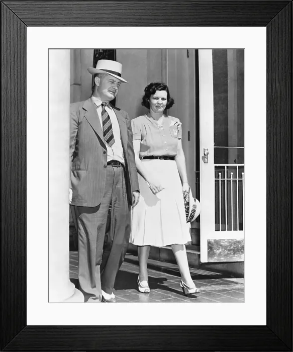 Framed Print : Mr. and Mrs. Earl Long Leaving Executive Mansion Framed Print : Mr. and Mrs. Earl Long Leaving Executive Mansion