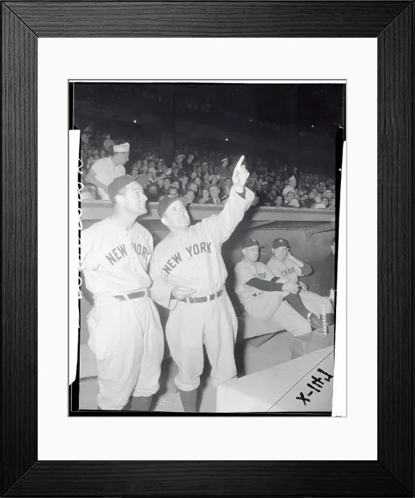 Framed Print : Joe McCarthy Pointing to Sky with Lou Gehrig Framed Print : Joe McCarthy Pointing to Sky with Lou Gehrig