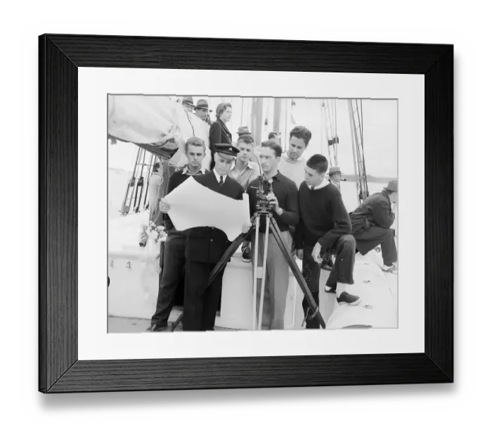Framed Print : Demonstrating Theodolite to Ship's Crew