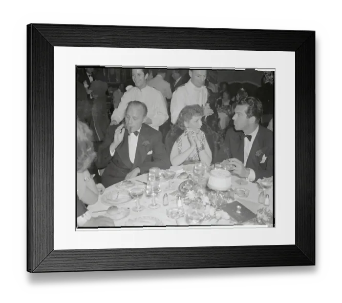Framed Print : Claudette Colbert Having Diner with Friends Framed Print : Claudette Colbert Having Diner with Friends