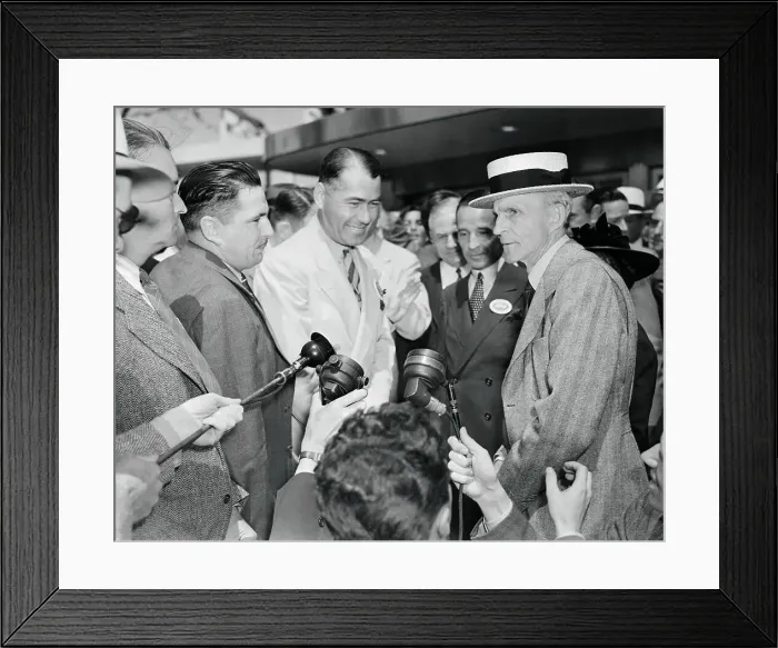Framed Print : Henry and Edsel Ford Talking with Reporters Framed Print : Henry and Edsel Ford Talking with Reporters