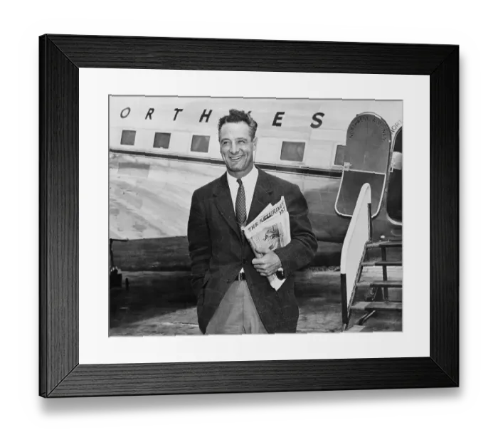 Framed Print : Lou Gehrig Smiling by Airplane Framed Print : Lou Gehrig Smiling by Airplane