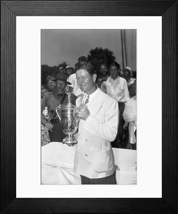 Framed Print : Byron Nelson Holding National Open Golf Trophy Framed Print : Byron Nelson Holding National Open Golf Trophy