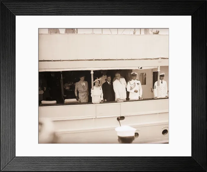 Framed Print : Roosevelts W / Royalty At Rail Of Yacht Framed Print : Roosevelts W / Royalty At Rail Of Yacht