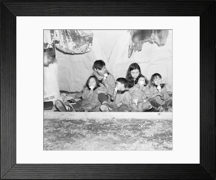 Framed Print : Eskimo Family Eating Ice Cream Cones Framed Print : Eskimo Family Eating Ice Cream Cones