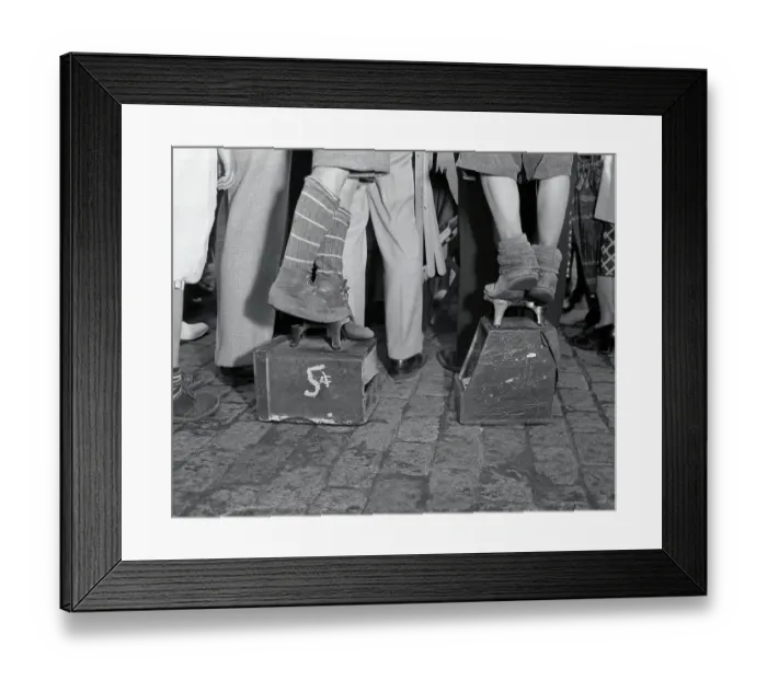 Framed Print : Boys Standing on Shoe-Shine Boxes Framed Print : Boys Standing on Shoe-Shine Boxes