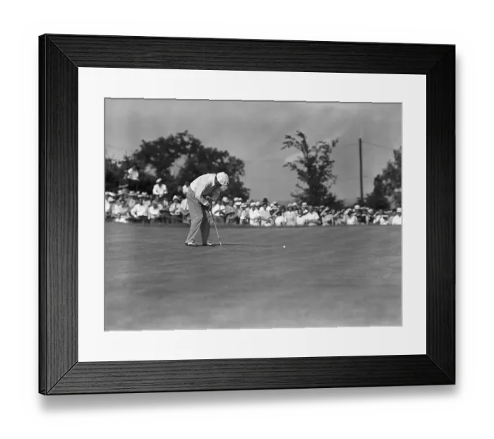 Framed Print : Byron Nelson Sinking Putt on 18th Green to Win National Open Framed Print : Byron Nelson Sinking Putt on 18th Green to Win National Open