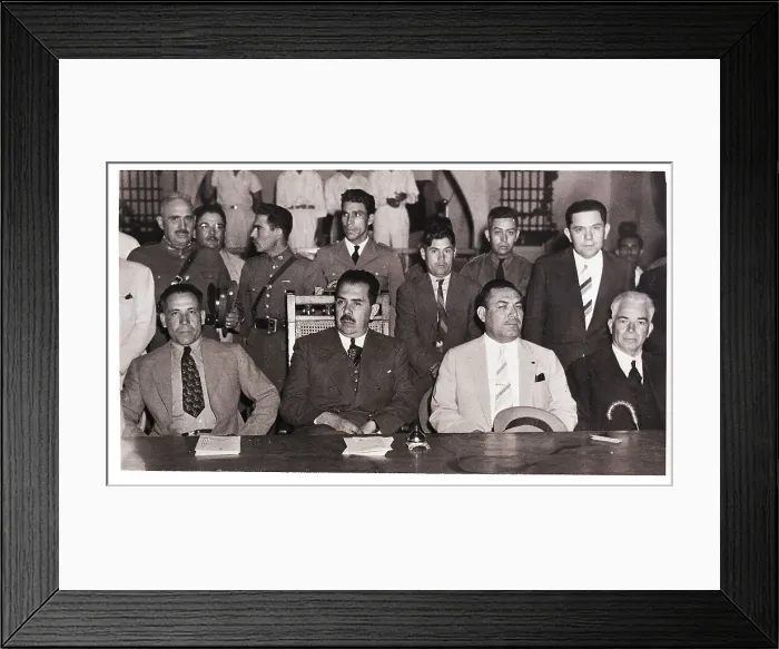 Framed Print : Lazaro Cardenas with Army and Officials