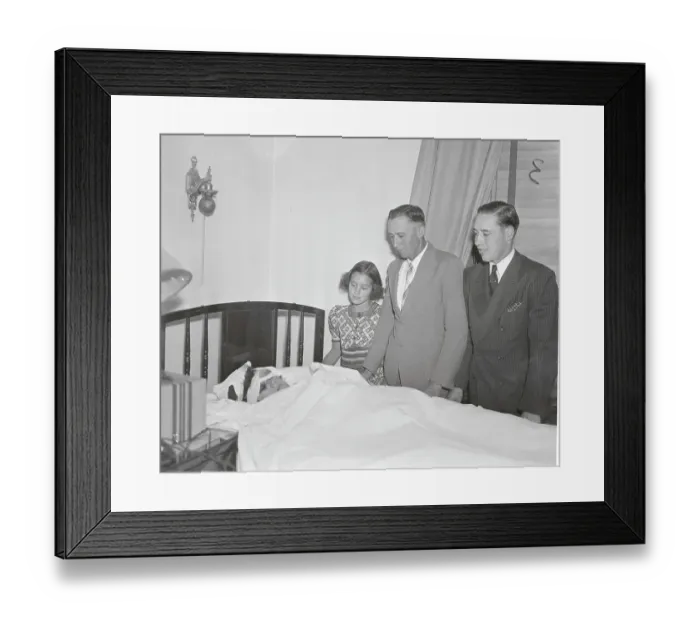 Framed Print : Baseball Player Bob Feller Visiting His Mother in Hospital