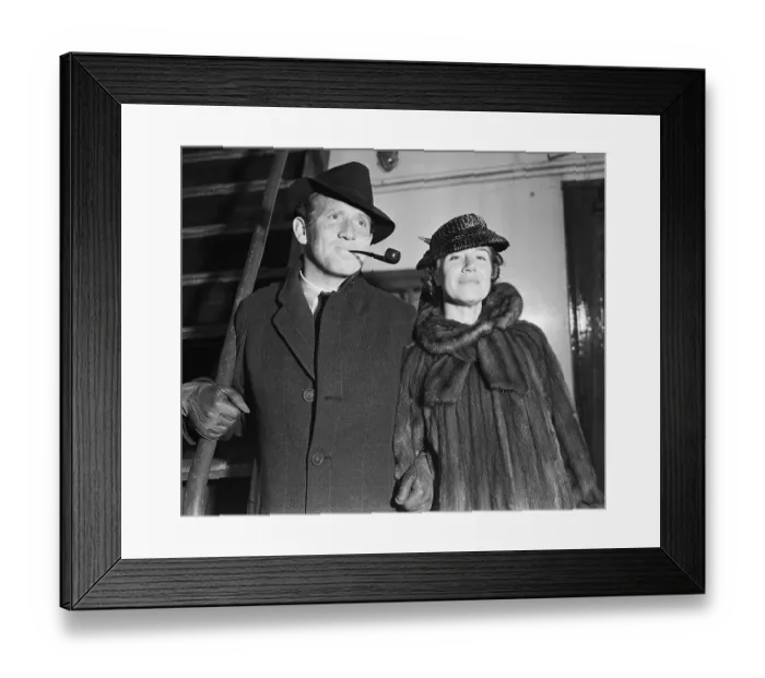 Framed Print : Spencer Tracy and Wife Aboard Ship Framed Print : Spencer Tracy and Wife Aboard Ship