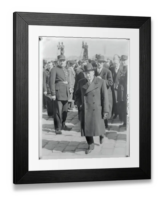 Framed Print : Edouard Daladier Walking in Street Framed Print : Edouard Daladier Walking in Street