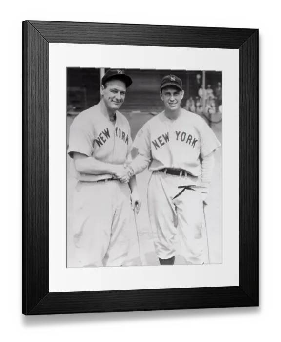 Framed Print : Lou Gehrig Shaking Hands with Babe Dahlgren