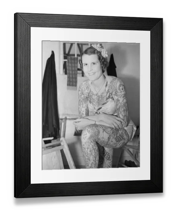 Framed Print : Woman Covered In Tattoos