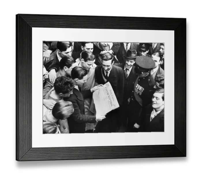 Framed Print : Men Looking At Headline: Conscription Framed Print : Men Looking At Headline: Conscription