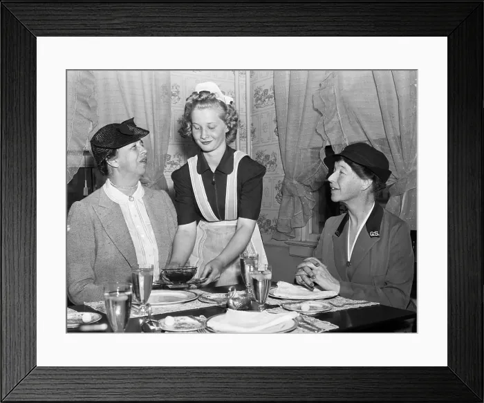 Framed Print : Girl Scout Serving Luncheon to Eleanor Roosevelt and Friend