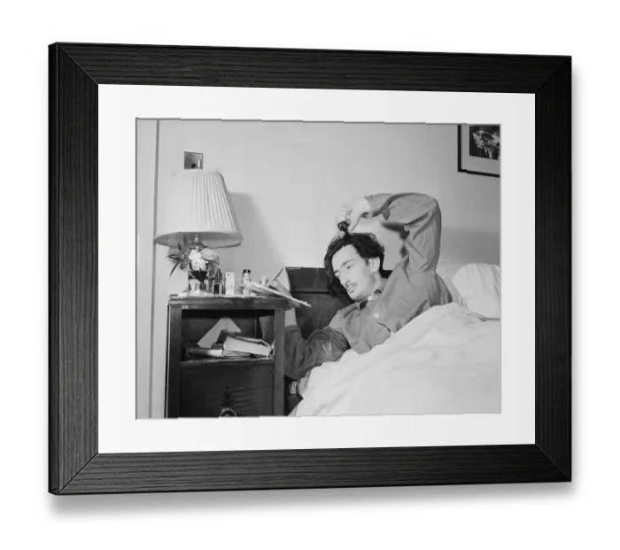 Framed Print : Painter Salvador Dali In Bed Framed Print : Painter Salvador Dali In Bed