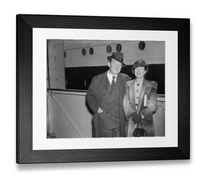 Framed Print : Spencer Tracy and Wife by Ship Framed Print : Spencer Tracy and Wife by Ship