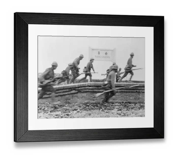 Framed Print : Invading Japanese Troops On The Run Framed Print : Invading Japanese Troops On The Run