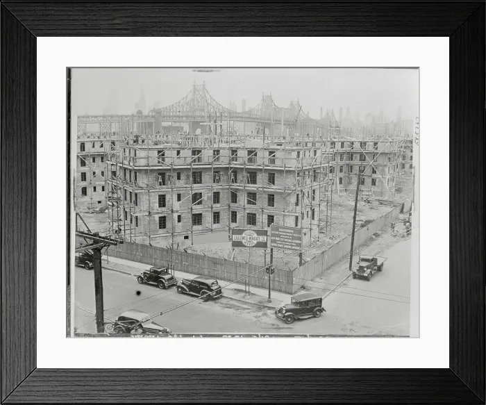 Framed Print : Queens Bridge Behind Newly Built Housing Project Framed Print : Queens Bridge Behind Newly Built Housing Project