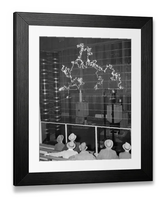 Framed Print : Spectators Watch Electrical Fireworks