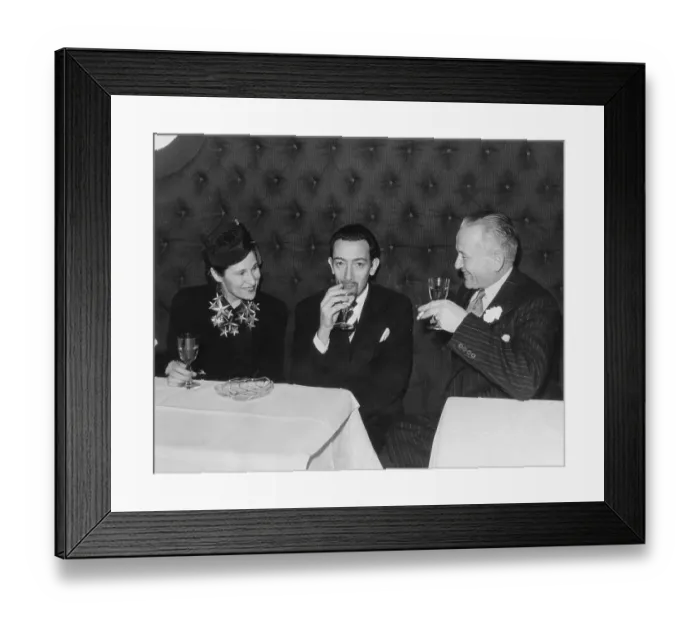 Framed Print : Salvador Dali Drinking Champagne With His Wife and Jacques Bollinger Framed Print : Salvador Dali Drinking Champagne With His Wife and Jacques Bollinger