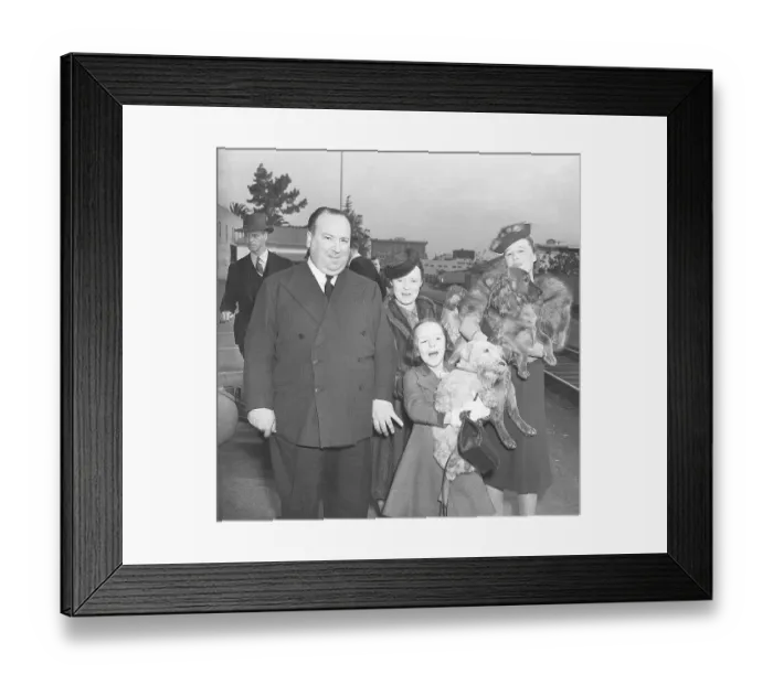 Framed Print : Alfred Hitchcock with Family and Pets Framed Print : Alfred Hitchcock with Family and Pets