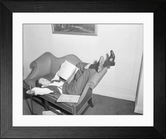 Framed Print : Walt Disney Reclined After Musical Session Framed Print : Walt Disney Reclined After Musical Session