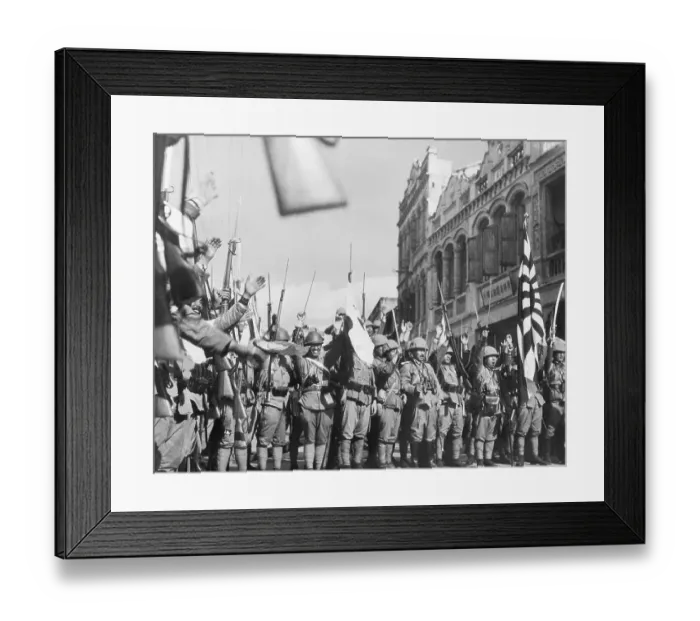 Framed Print : Japanese Soldiers Raising Arms & Rifles Framed Print : Japanese Soldiers Raising Arms & Rifles