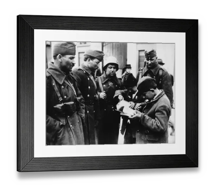 Framed Print : Hungarian Troops Sharing Food with Ruthenians Framed Print : Hungarian Troops Sharing Food with Ruthenians