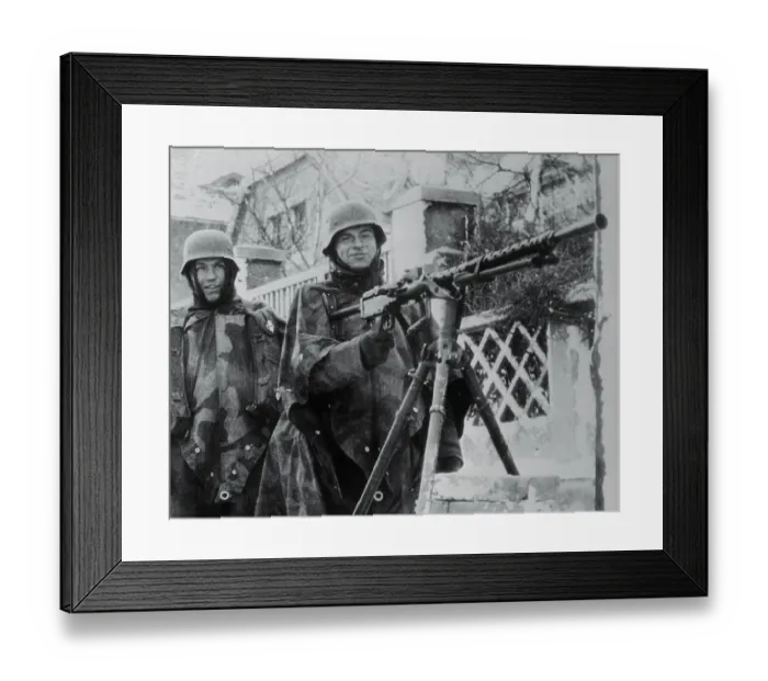 Framed Print : German Machine Gunners Standing at Guard Framed Print : German Machine Gunners Standing at Guard