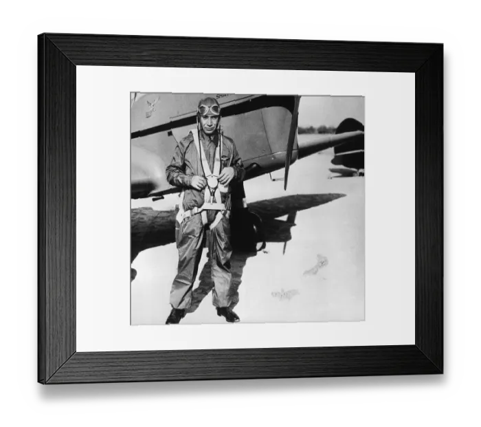 Framed Print : King Ghazi in Pilot Costume with Plane Framed Print : King Ghazi in Pilot Costume with Plane