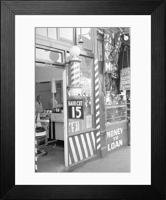 Framed Print : Main Street Barber Shop