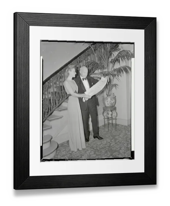 Framed Print : Hildegarde and Frank Crowninshield Looking at Award Framed Print : Hildegarde and Frank Crowninshield Looking at Award