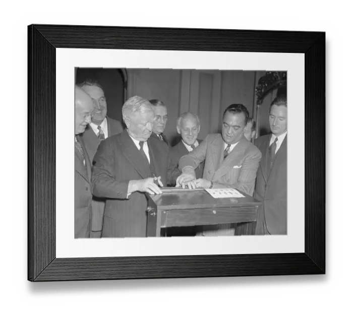Framed Print : Nance Having Fingerprints Taken by Hoover Framed Print : Nance Having Fingerprints Taken by Hoover