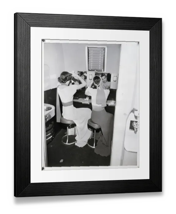 Framed Print : Two Women Styling Their Hair