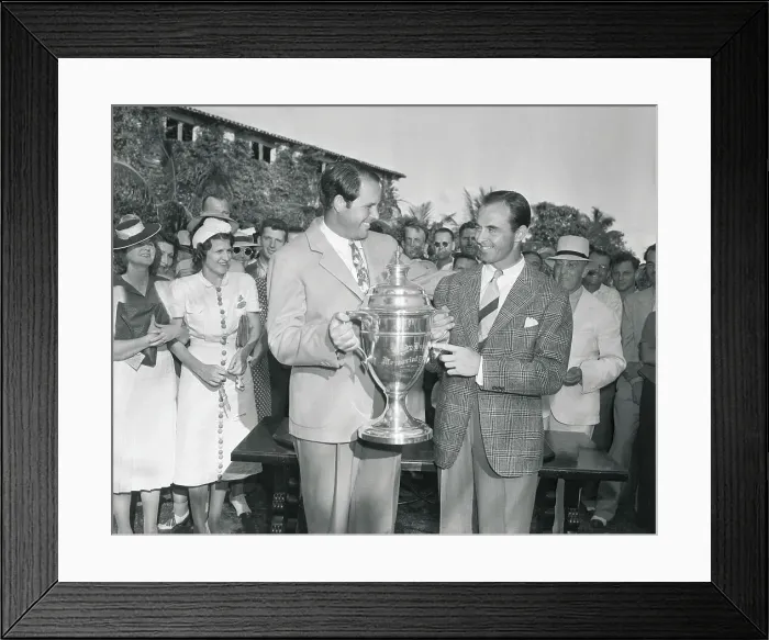Framed Print : Ralph Guldahl and Sam Snead Sharing Trophy Framed Print : Ralph Guldahl and Sam Snead Sharing Trophy