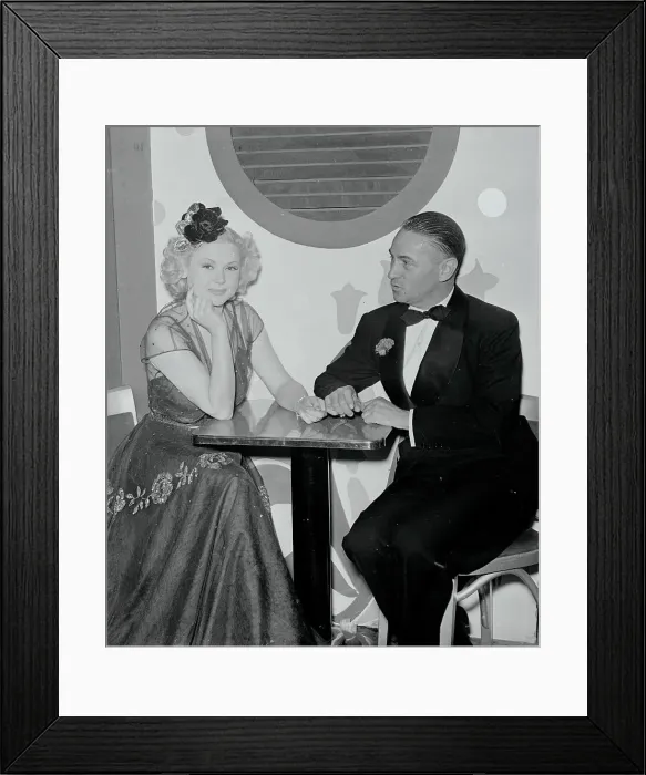 Framed Print : Dick Merrill and Toby Wing at Table During Club Opening Framed Print : Dick Merrill and Toby Wing at Table During Club Opening