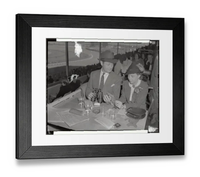 Framed Print : Mr. and Mrs. Robert Montgomery Dining at Race Track Framed Print : Mr. and Mrs. Robert Montgomery Dining at Race Track