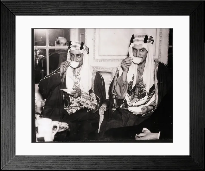 Framed Print : Emir Faisal II Has Tea at Conference Framed Print : Emir Faisal II Has Tea at Conference