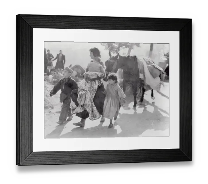 Framed Print : Mother and Children Fleeing Spain with Their Possessions Framed Print : Mother and Children Fleeing Spain with Their Possessions