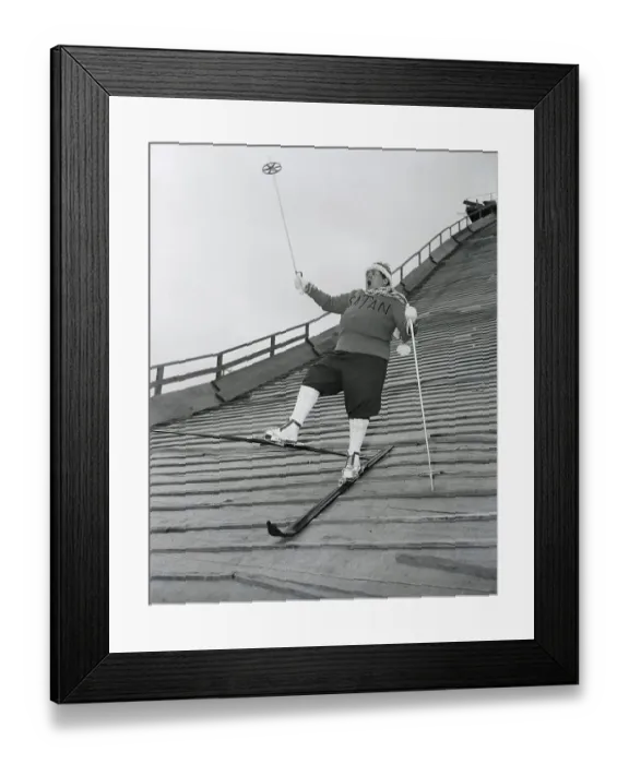 Framed Print : Celebrity Gossip Columnist Elsa Maxwell Skiing Framed Print : Celebrity Gossip Columnist Elsa Maxwell Skiing