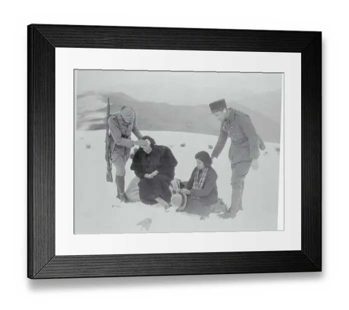 Framed Print : Soldiers Helping Exhausted Women Framed Print : Soldiers Helping Exhausted Women