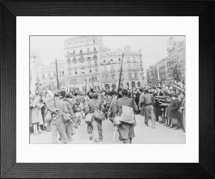 Framed Print : People Greeting Francisco Franco's Soldiers Framed Print : People Greeting Francisco Franco's Soldiers