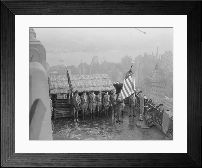 Framed Print : Boy Scouts and Log Cabin atop RCA Building Framed Print : Boy Scouts and Log Cabin atop RCA Building