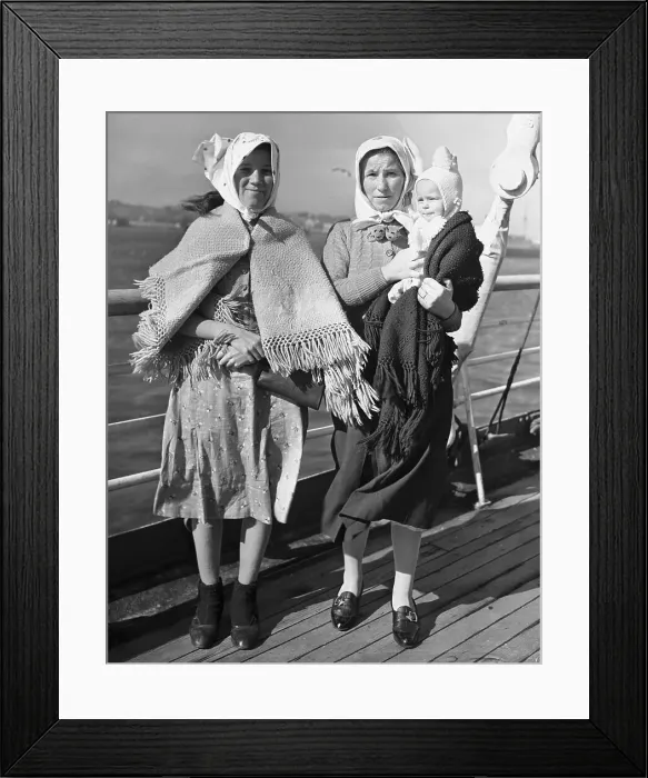 Framed Print : Immigrant Women on Ship Deck Framed Print : Immigrant Women on Ship Deck