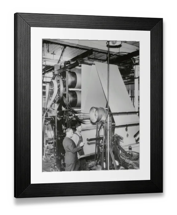 Framed Print : Men Watching Textile Machine