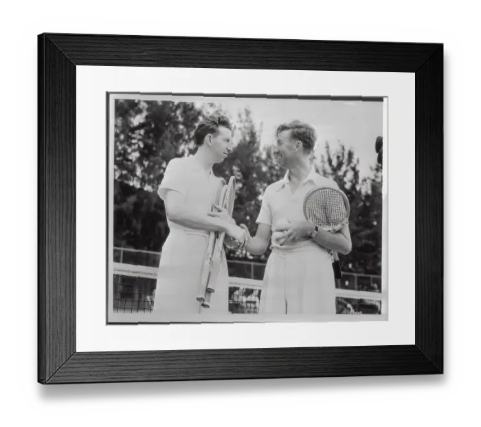 Framed Print : Don Budge Shaking Hands with Brother Lloyd Framed Print : Don Budge Shaking Hands with Brother Lloyd