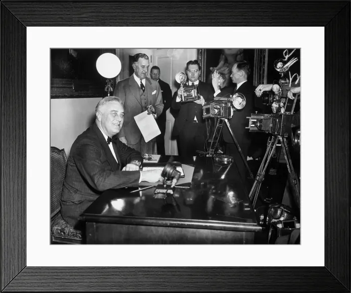 Framed Print : President Roosevelt Broadcasting a Radio Address