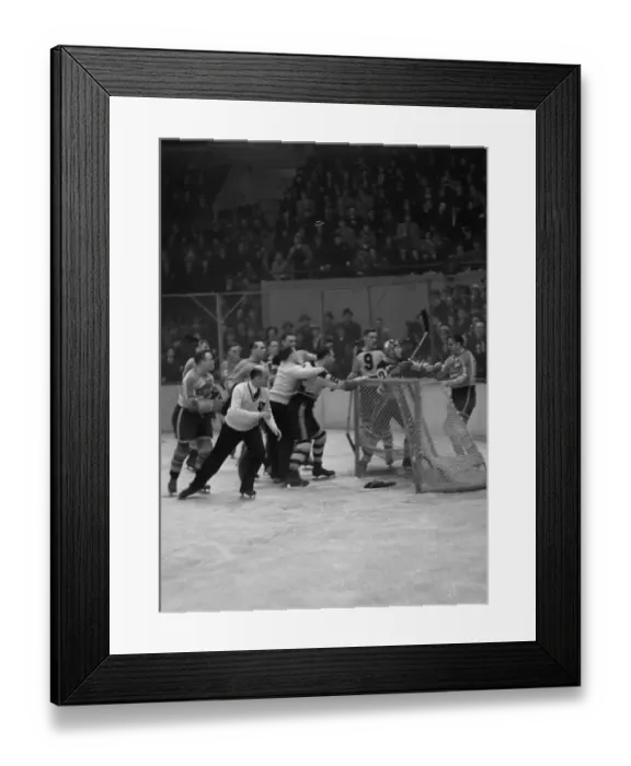 Framed Print : Hollett and Stewart In Hockey Fight Framed Print : Hollett and Stewart In Hockey Fight